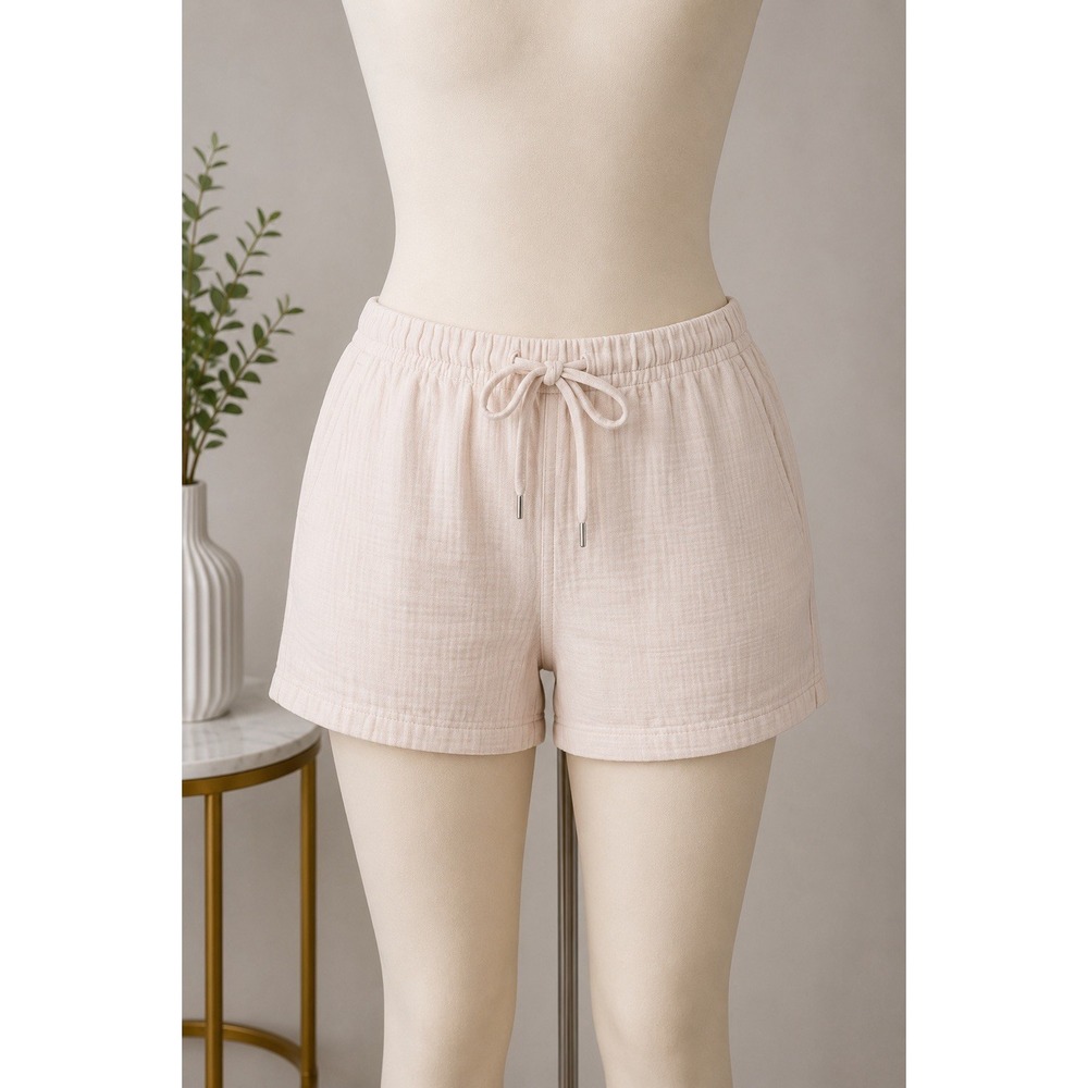 Calvin Klein Jeans Womens Pink Gauze Drawstring Casual Lounge Shorts Size S NEW